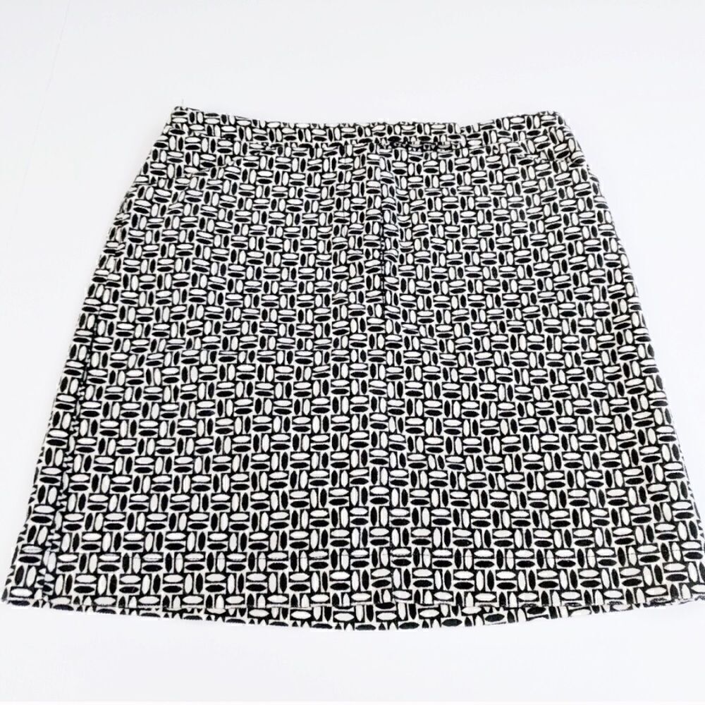 LOFT Petite Black-White Velvet Pencil Skirt